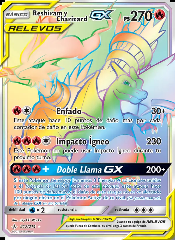 Image of the card Reshiram y Charizard GX