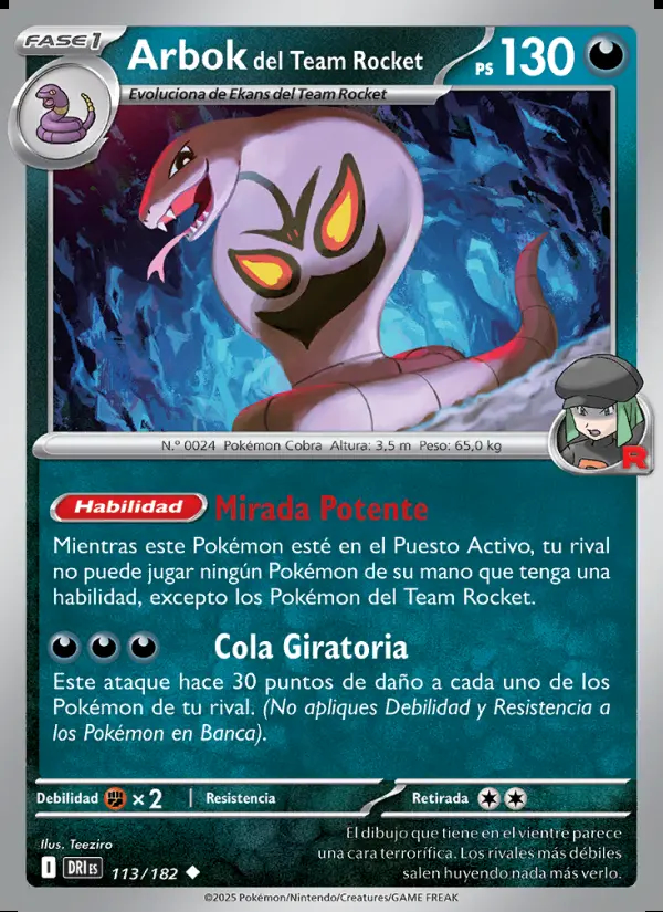 Image of the card Arbok del Team Rocket