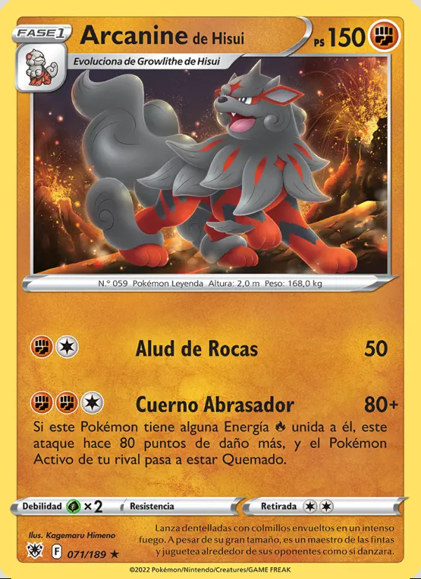 Image of the card Arcanine de Hisui