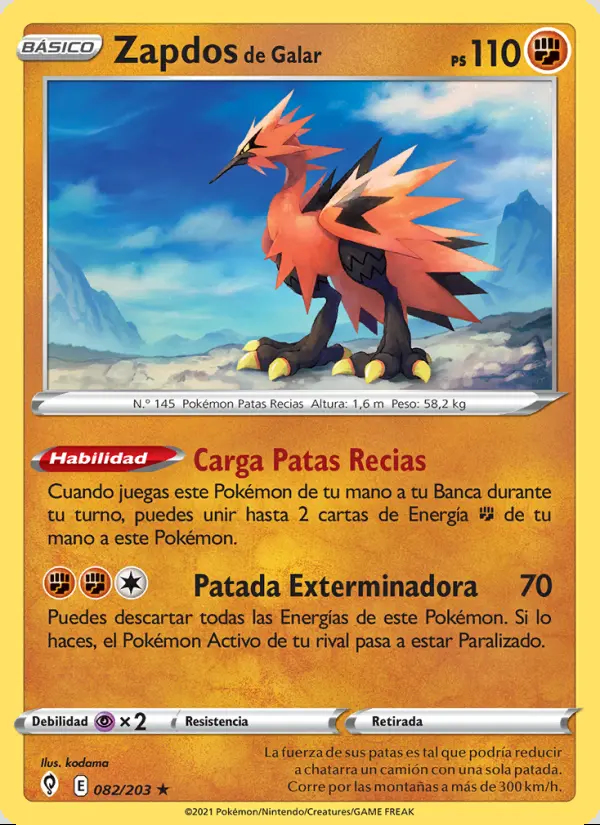 Image of the card Zapdos de Galar